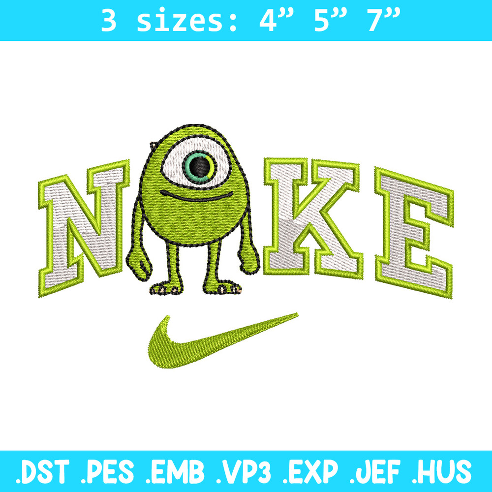 Nike x mike embroidery design, Disney monster embroidery, Nike design,Embroidery file,Embroidery shirt,Digital download.jpg