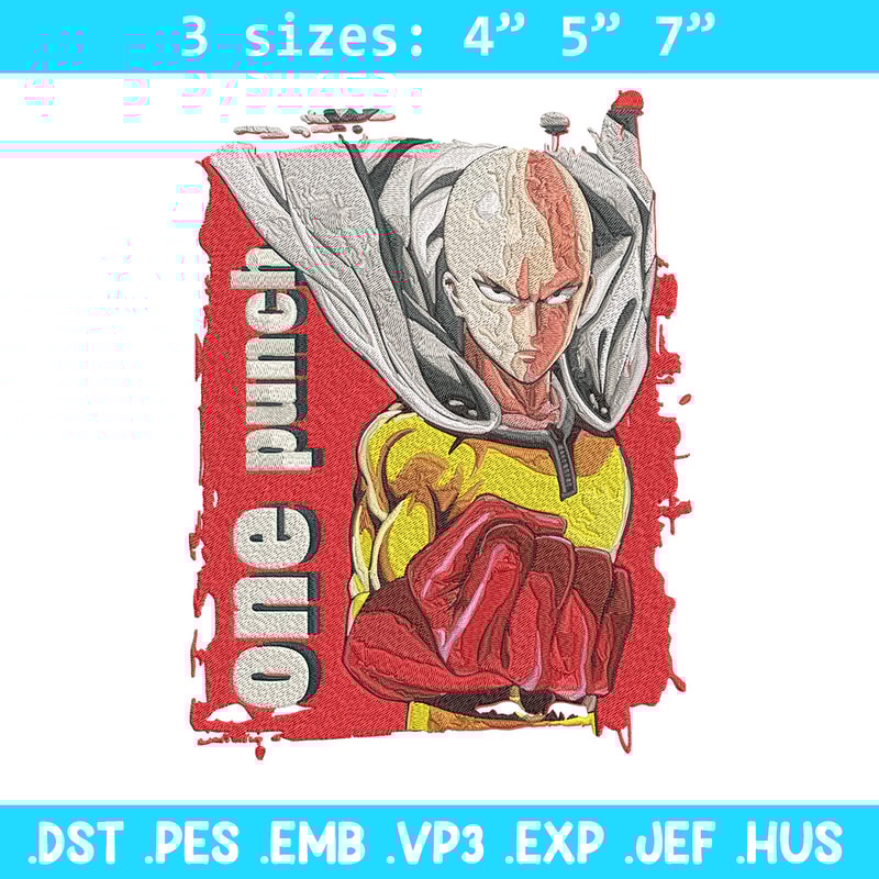 One punch man poster Embroidery Design, One punch man Embroidery, Embroidery File, Anime Embroidery, Anime shirt.jpg