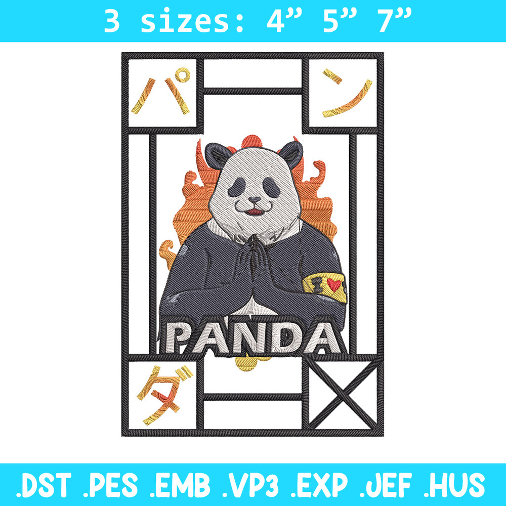 Panda poster Embroidery Design, Jujutsu Embroidery, Embroidery File, Anime Embroidery, Anime shirt, Digital download.jpg