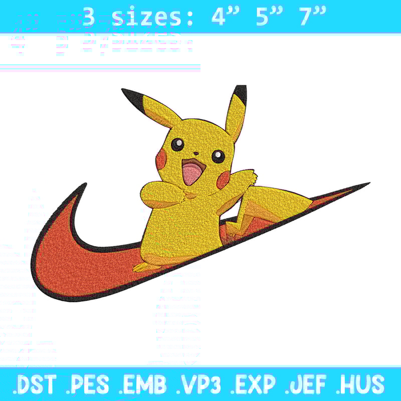 Pikachu x nike Embroidery Design, Pokemon Embroidery, Embroidery File, Nike Embroidery, Anime shirt, Digital download..jpg