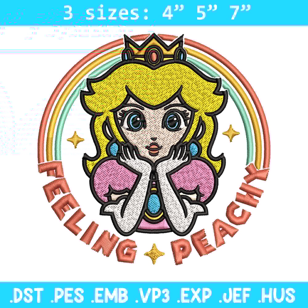 Princess Peach Feeling Peachy Embroidery design, Feeling Peachy Embroidery, Embroidery File, Digital download..jpg