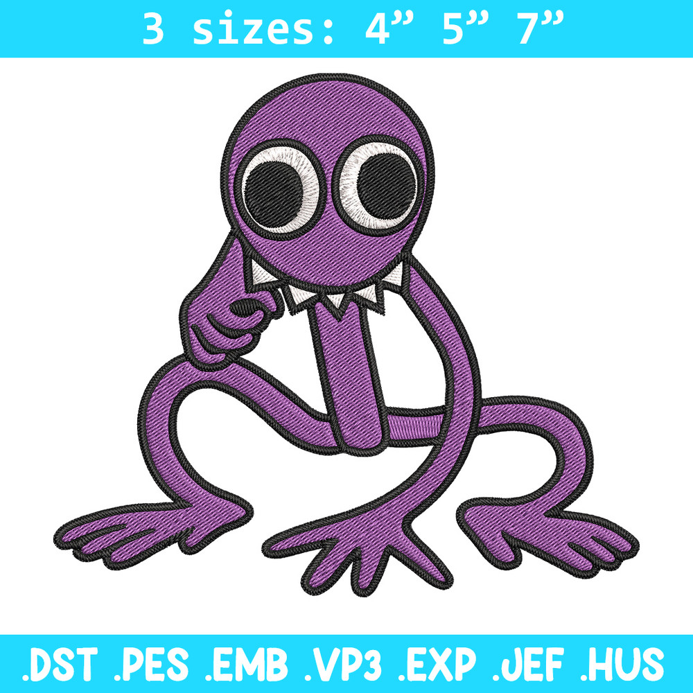 Purple Rainbow Embroidery Design, Rainbow Friends Embroidery, Embroidery File, Anime Embroidery, Digital download.jpg