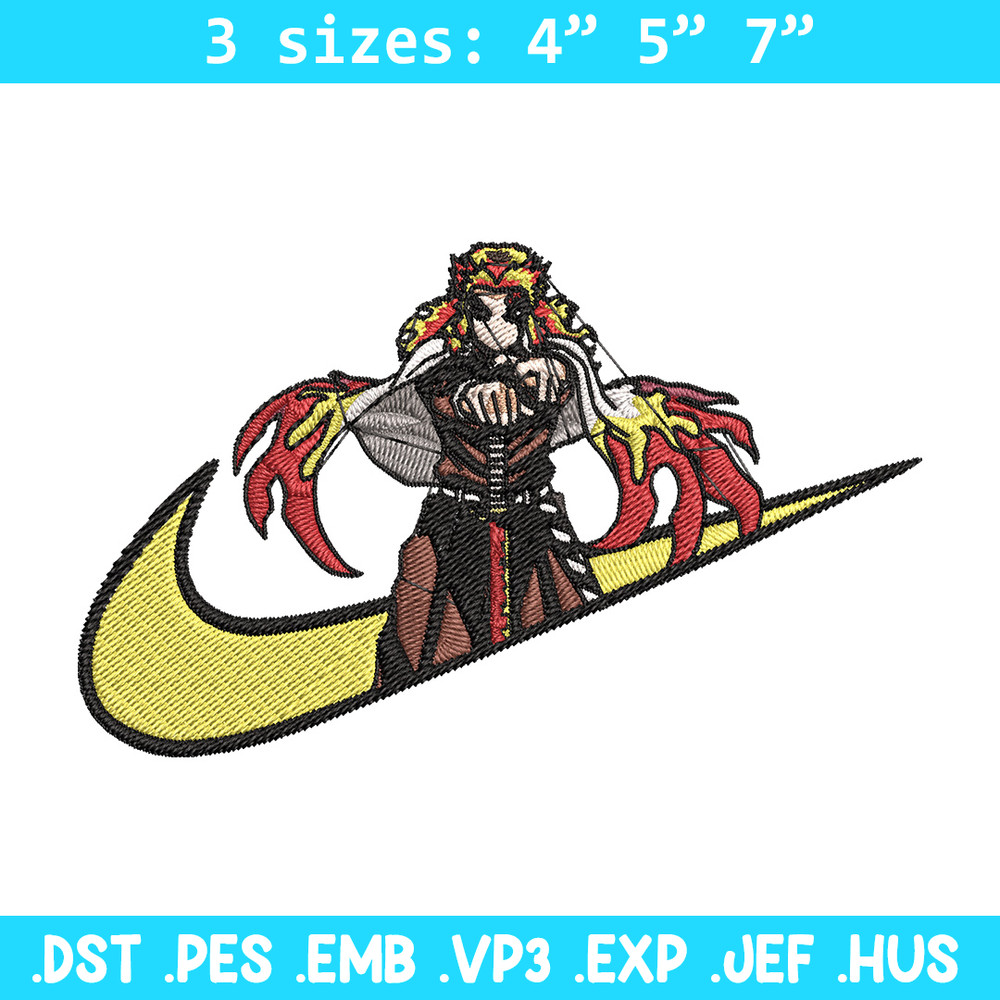 Rengoku nike Embroidery Design, Demon slayer Embroidery, Embroidery File, Nike Embroidery, Anime shirt, Digital download.jpg