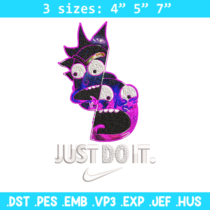 Rick and Morty x Just Rick It Embroidery design, Cartoon Embroidery, Logo Nike design, Embroidery file, Instant download.jpg