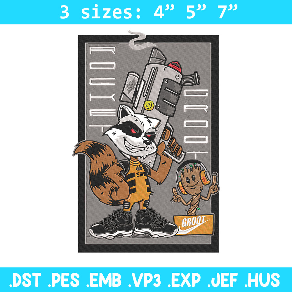 Rocket x groot Embroidery Design, Marvel Embroidery, Embroidery File, Anime Embroidery, Anime shirt, Digital download.jpg