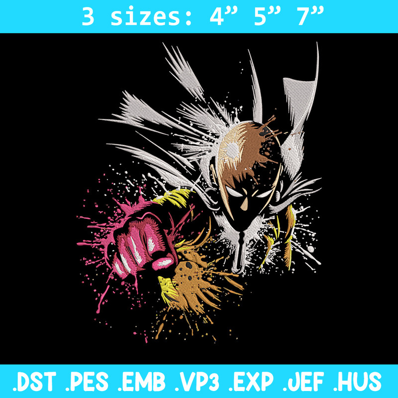 Saitama punch Embroidery Design, One punch man Embroidery,Embroidery File, Anime Embroidery,Anime shirt,Digital download.jpg