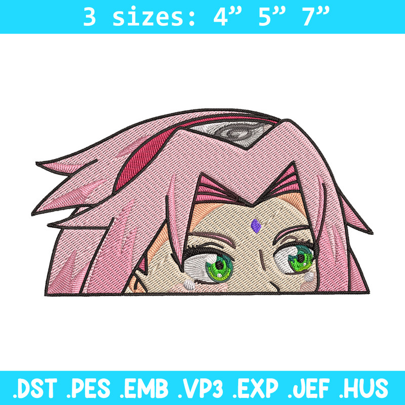 Sakura Peeker Embroidery Design, Naruto Embroidery, Embroidery File, Anime Embroidery, Anime shirt, Digital download.jpg