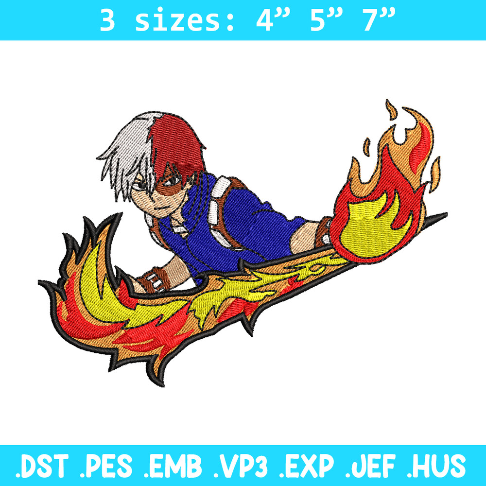 Shoto Todoroki Nike embroidery design, My hero academia embroidery, Nike design, anime design, Digital download.jpg