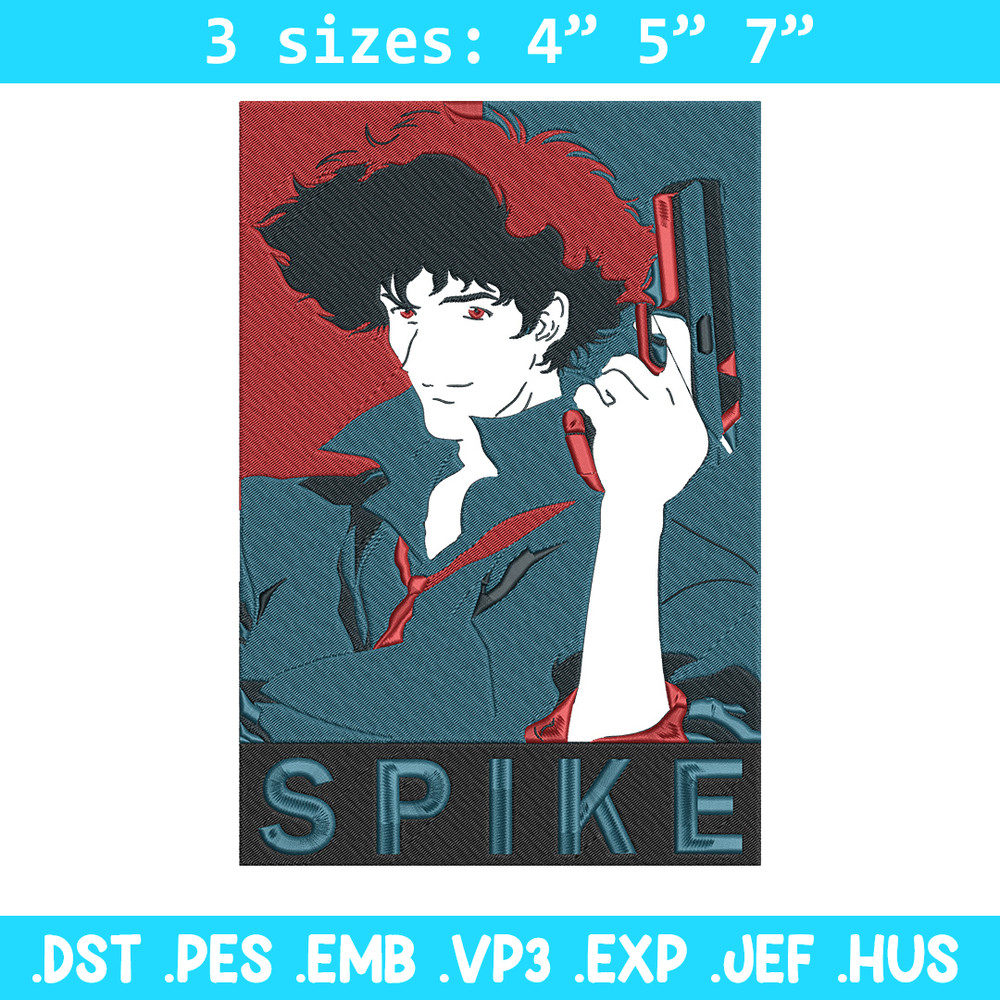 Spike poster Embroidery Design, Cowboy bebop Embroidery, Embroidery File, Anime Embroidery,Anime shirt,Digital download.jpg
