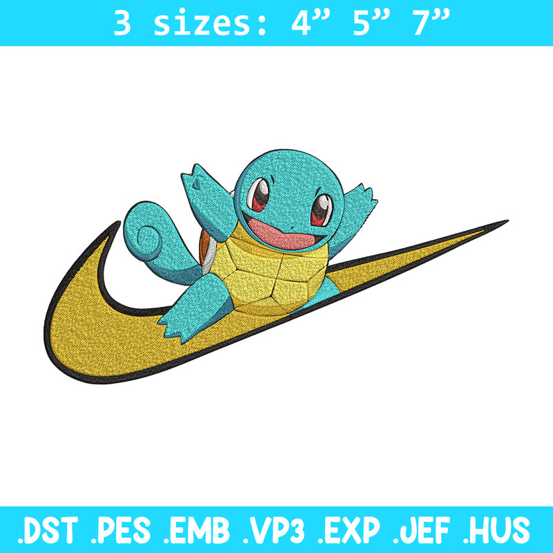 Squirtle x nike Embroidery Design, Pokemon Embroidery, Embroidery File, Nike Embroidery, Anime shirt, Digital download.jpg