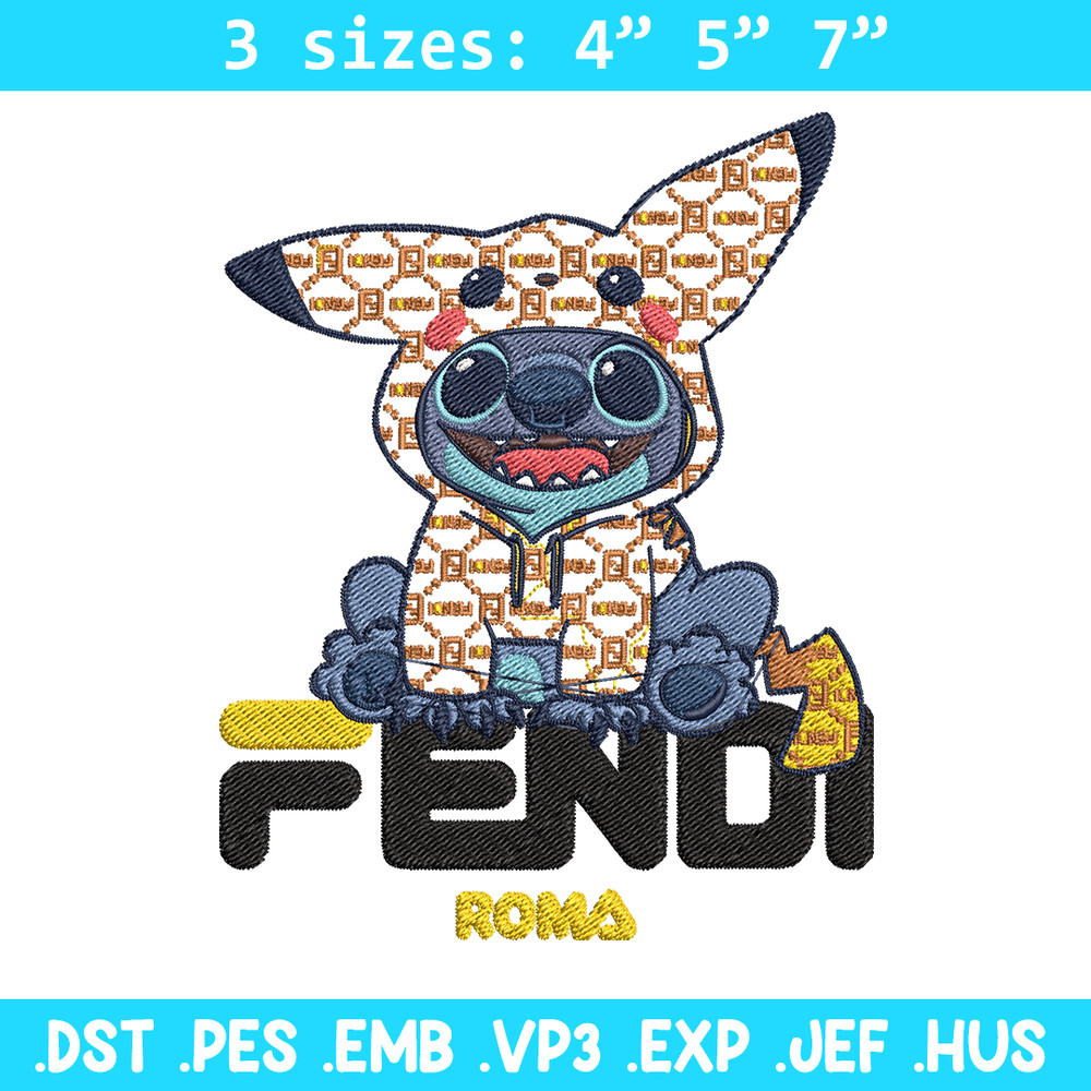 Stitch And Pikachu Fendi Embroidery design, cartoon Embroidery, cartoon design, Embroidery File, Instant download..jpg
