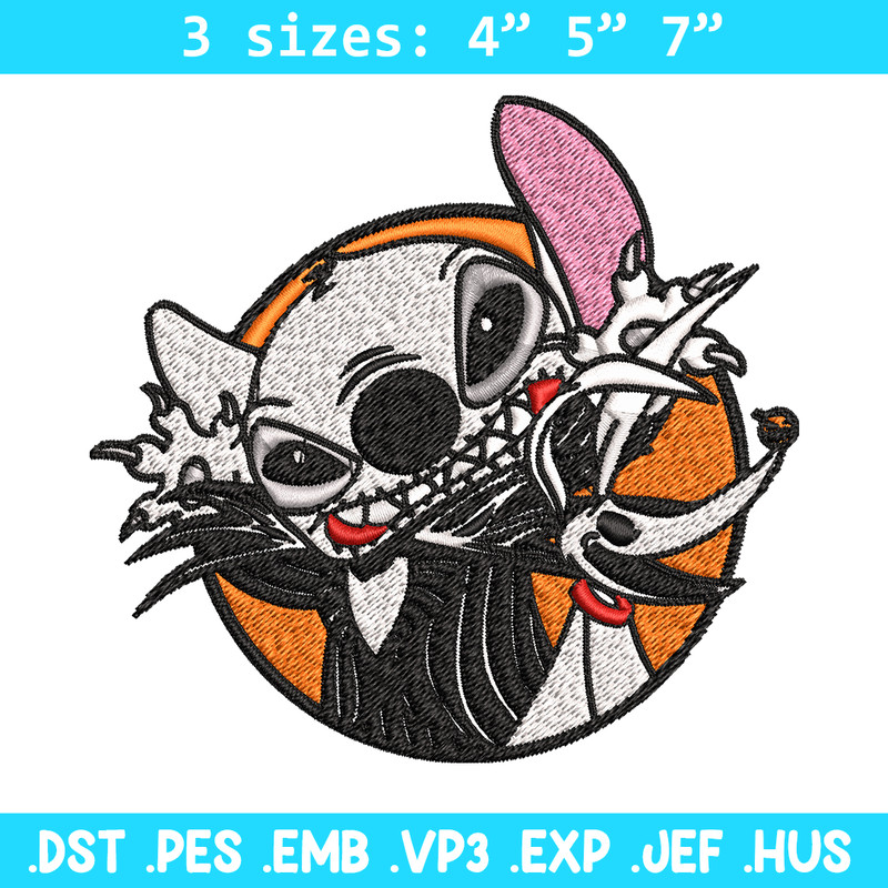 Stitch Jack Skellington Embroidery design, Halloween Embroidery, Embroidery File, cartoon design, Digital download..jpg