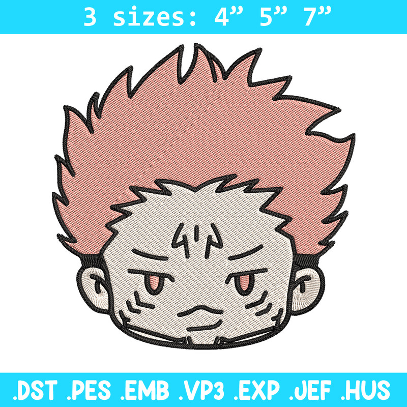 Sukuna chibi Embroidery Design, Jujutsu Embroidery, Embroidery File, Anime Embroidery, Anime shirt, Digital download.jpg