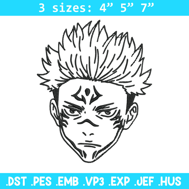 Sukuna face Embroidery Design, Jujutsu Embroidery, Embroidery File,Anime Embroidery, Anime shirt, Digital download.jpg