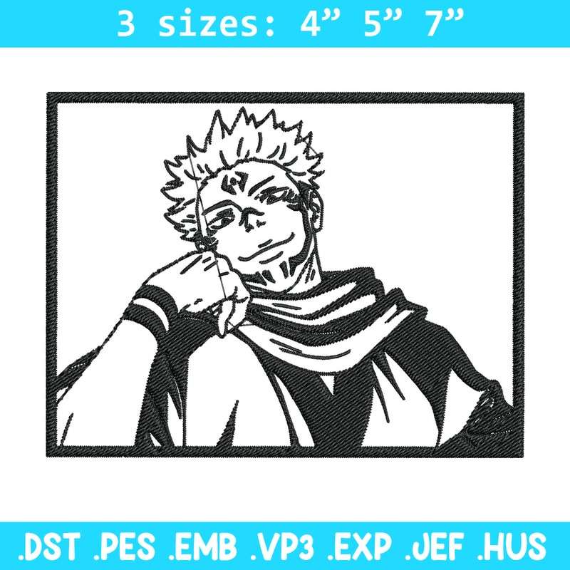 Sukuna rectangle Embroidery Design, Jujutsu Embroidery, Embroidery File, Anime Embroidery, Anime shirt, Digital download.jpg