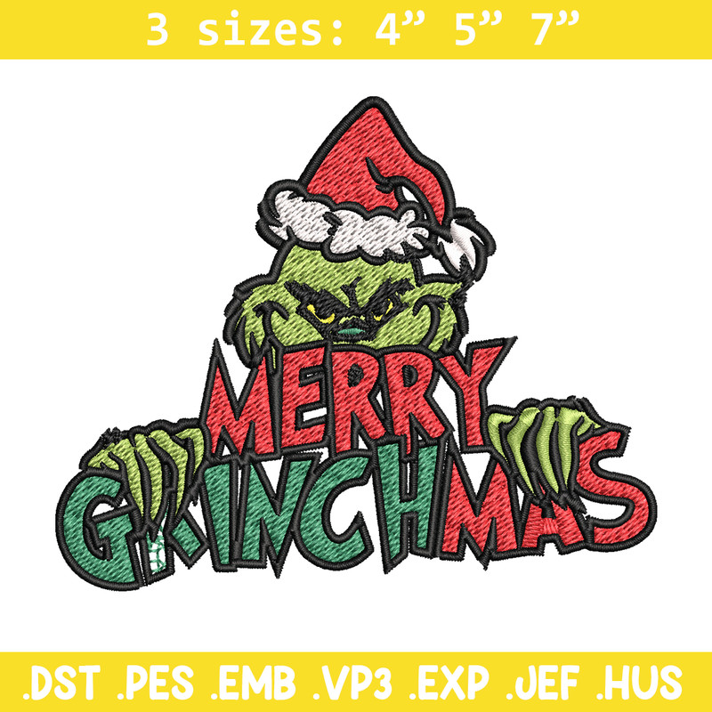Merry christmas Grinch Embroidery design, Grinch christmas Embroidery, Grinch design, Embroidery File, Instant download..jpg