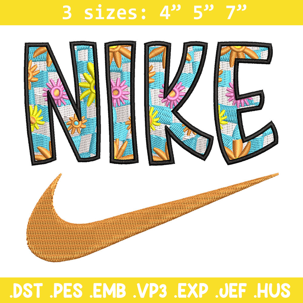 Nike flower embroidery design, Flower embroidery, Nike design, Embroidery shirt, Embroidery file,Digital download.jpg