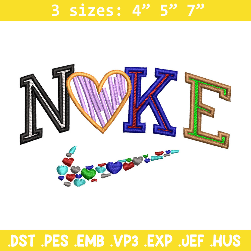 Nike heart color embroidery design, Logo embroidery, Nike design, Embroidery shirt, Embroidery file, Digital download.jpg