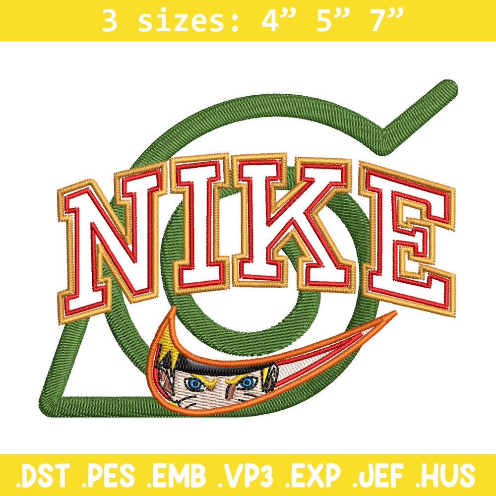 Nike konoha logo embroidery design, Naruto embroidery, Nike design,Embroidery shirt, Embroidery file, Digital download.jpg