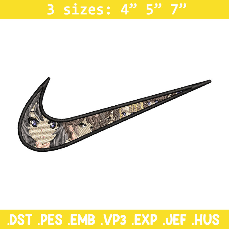 Nike mai embroidery design, Seishun Buta embroidery, Nike design,Embroidery file,Embroidery shirt,Digital download.jpg