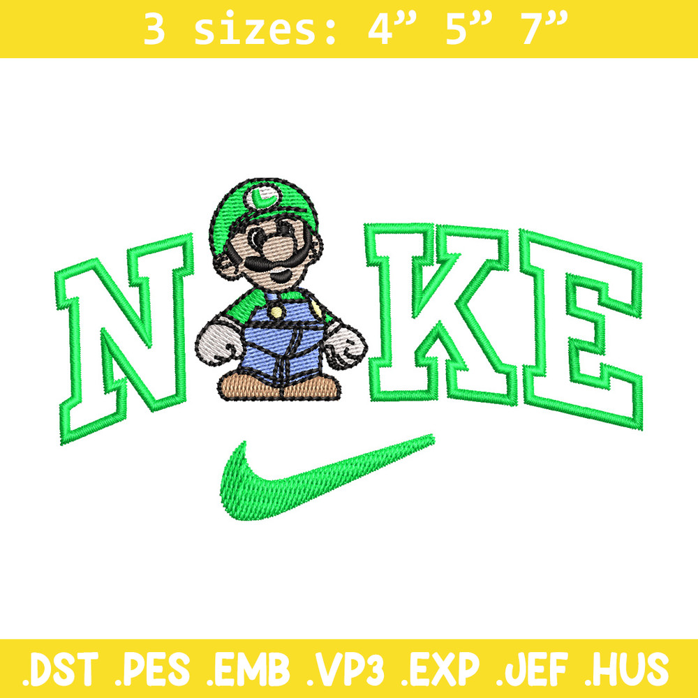Nike mario green embroidery design, Mario embroidery, Nike design, Embroidery shirt, Embroidery file, Digital download.jpg