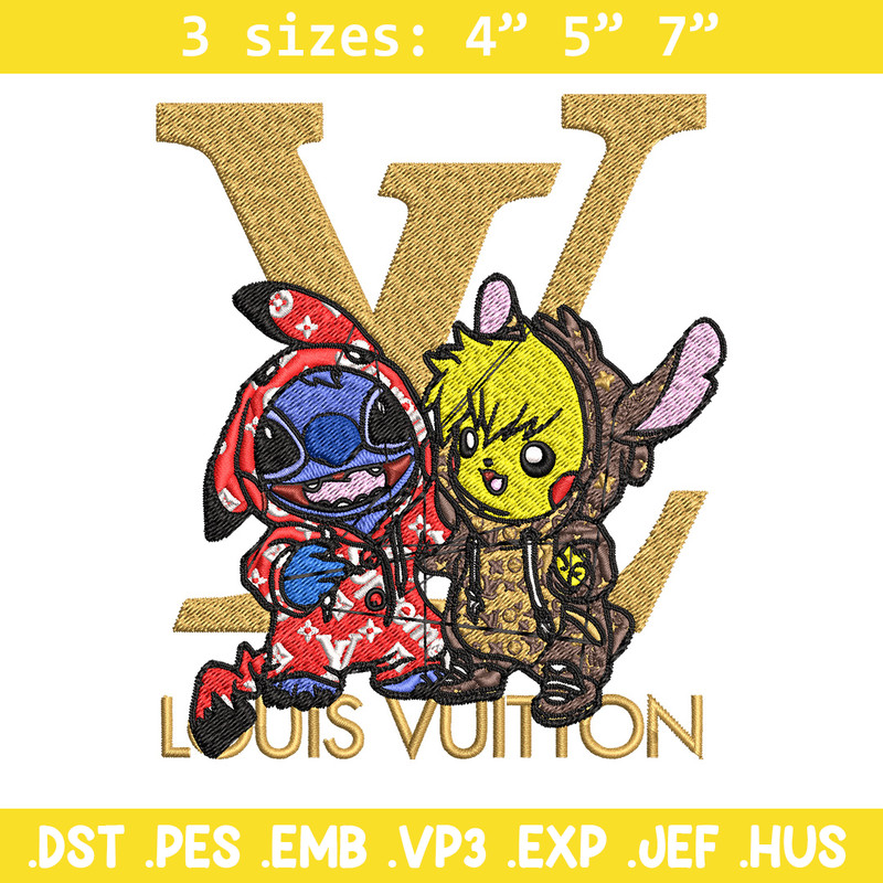 Pikachu x stitch lv Embroidery Design, LV Embroidery, Embroidery File, Logo shirt, Sport Embroidery, Digital download.jpg