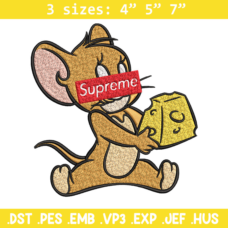 Supreme Cartoon Jerry Embroidery design, Disney cartoon Embroidery, cartoon design, Embroidery File, Digital download.jpg