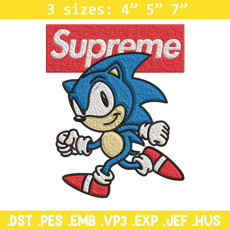 Supreme Sonic Embroidery design, Supreme Sonic Embroidery, cartoon design, Embroidery File, Instant download..jpg