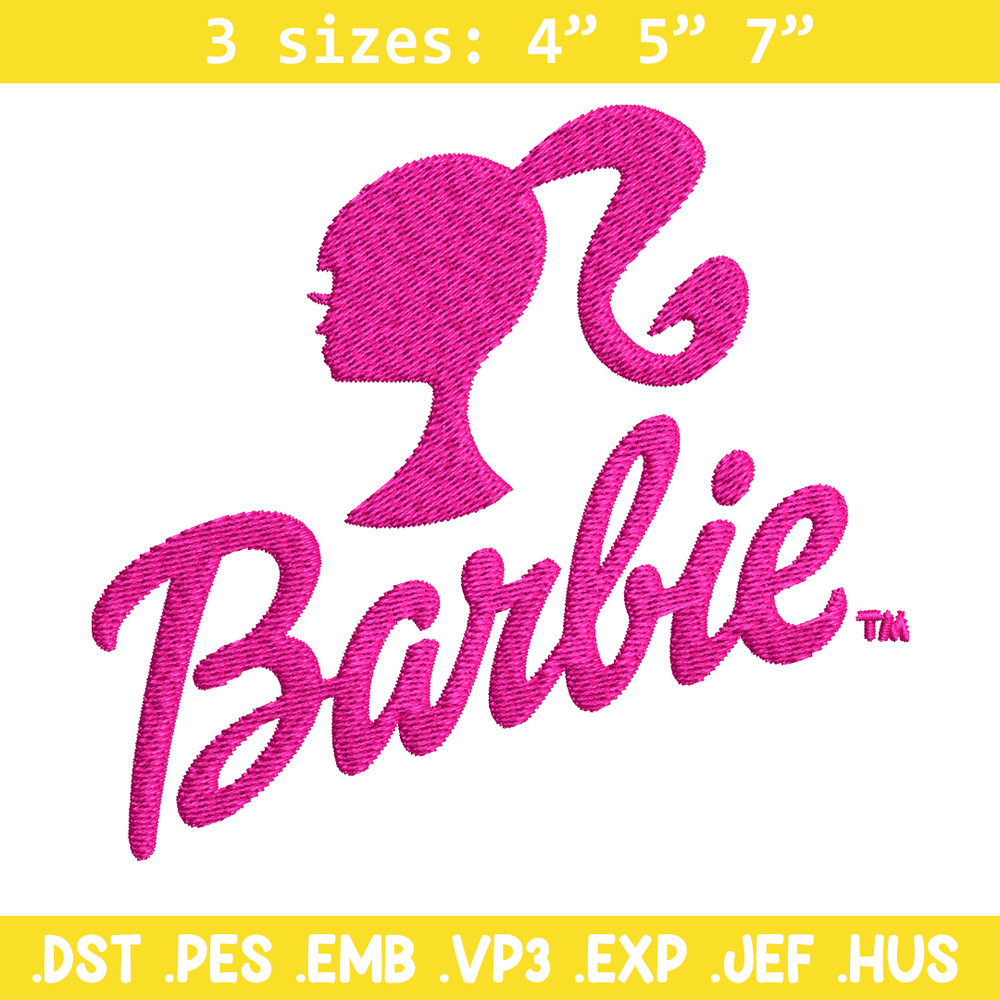 Barbie logo and her Embroidery, Barbie logo and her Embroidery, logo design, Embroidery File, Digital download..jpg
