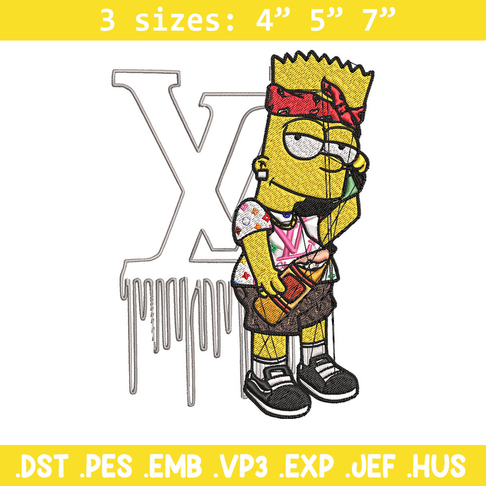 Bart simpson lv Embroidery Design, Lv Embroidery, Embroidery File, Simpson Embroidery, Logo shirt, Digital download.jpg