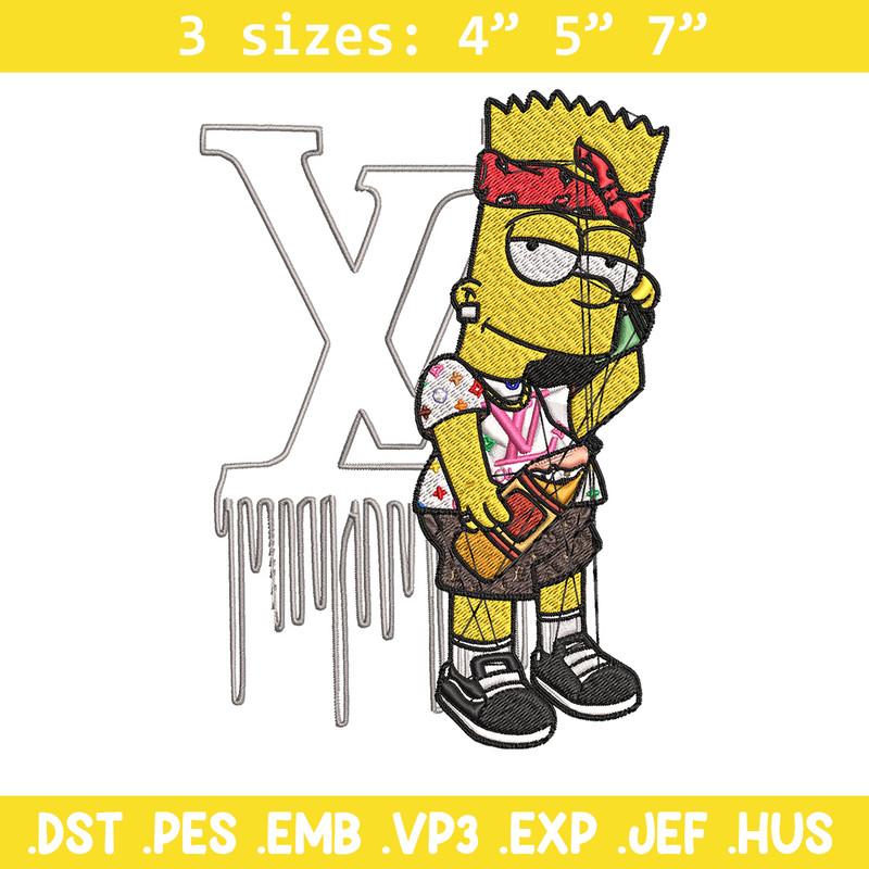 Bart simpson lv Embroidery Design, Lv Embroidery, Embroidery File, Simpson Embroidery, Logo shirt, Digital download.jpg