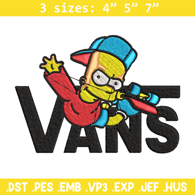 Bart Simpson Vans Embroidery design, Simpson Embroidery, cartoon design, Embroidery File, Digital download..jpg