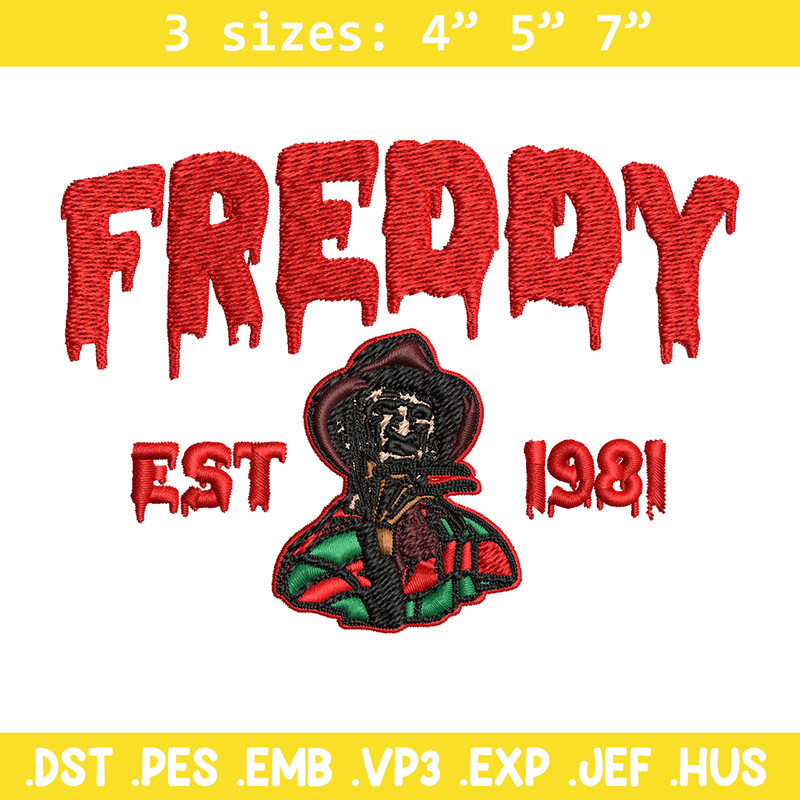 Freddy Krueger Embroidery design, Freddy horror Embroidery, Embroidery File, horror design, Digital download..jpg