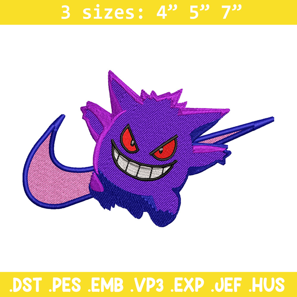 Gengar Nike embroidery design, Pokemon embroidery, nike design, anime design, anime shirt, Digital download.jpg