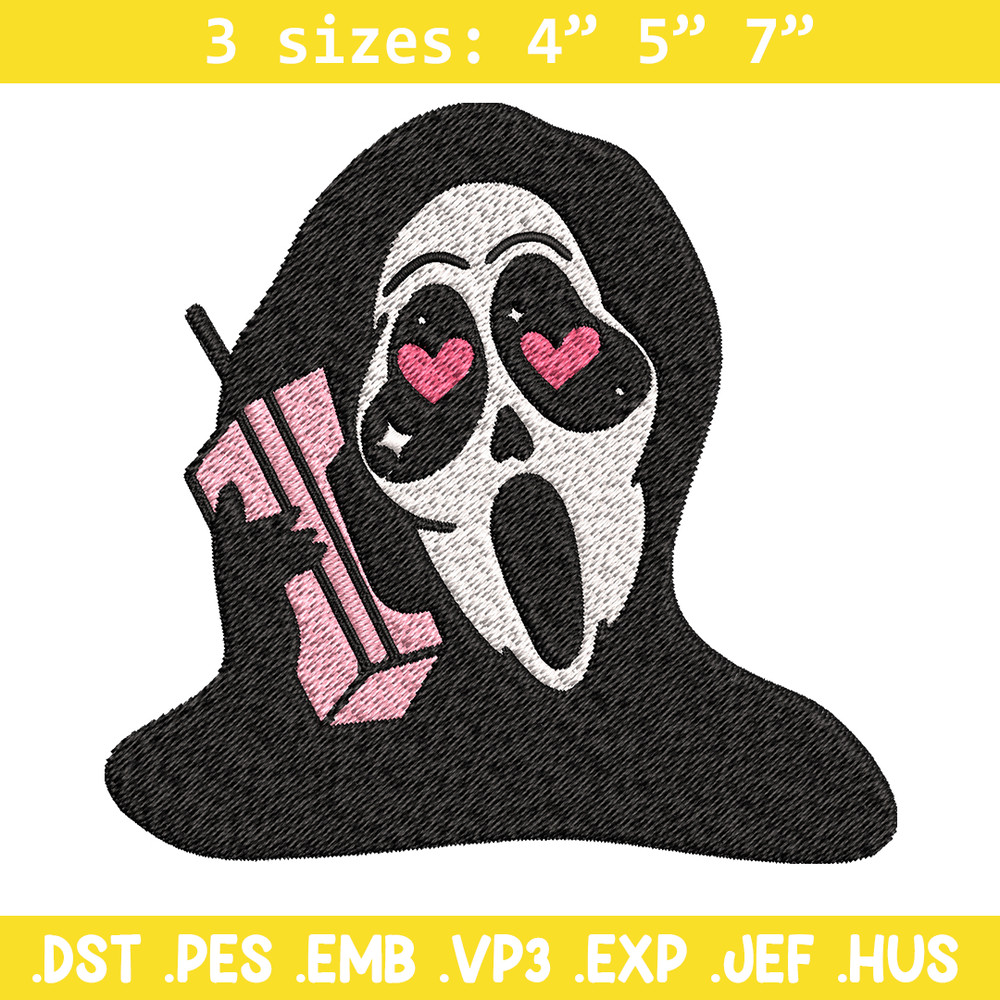 Ghost Face Call Me Embroidery design, Ghost Face Embroidery, Embroidery File, Horror design, Digital download..jpg
