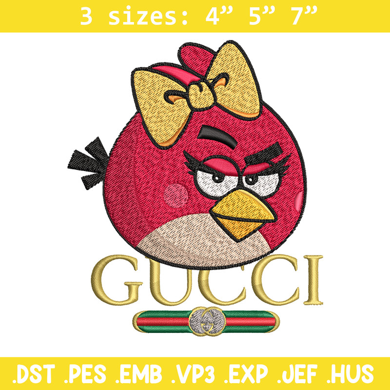 Girl Bird gucci Embroidery design, Angry Birds Embroidery, cartoon design, Embroidery File, logo shirt, Instant download.jpg