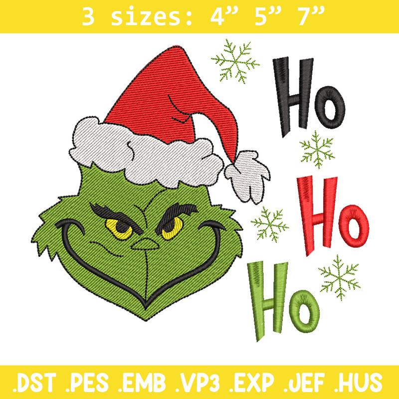 Grinch hohoho embroidery design,Chrismas design, Embroidery shirt, Embroidery file, Grinch embroidery, Digital download.jpg