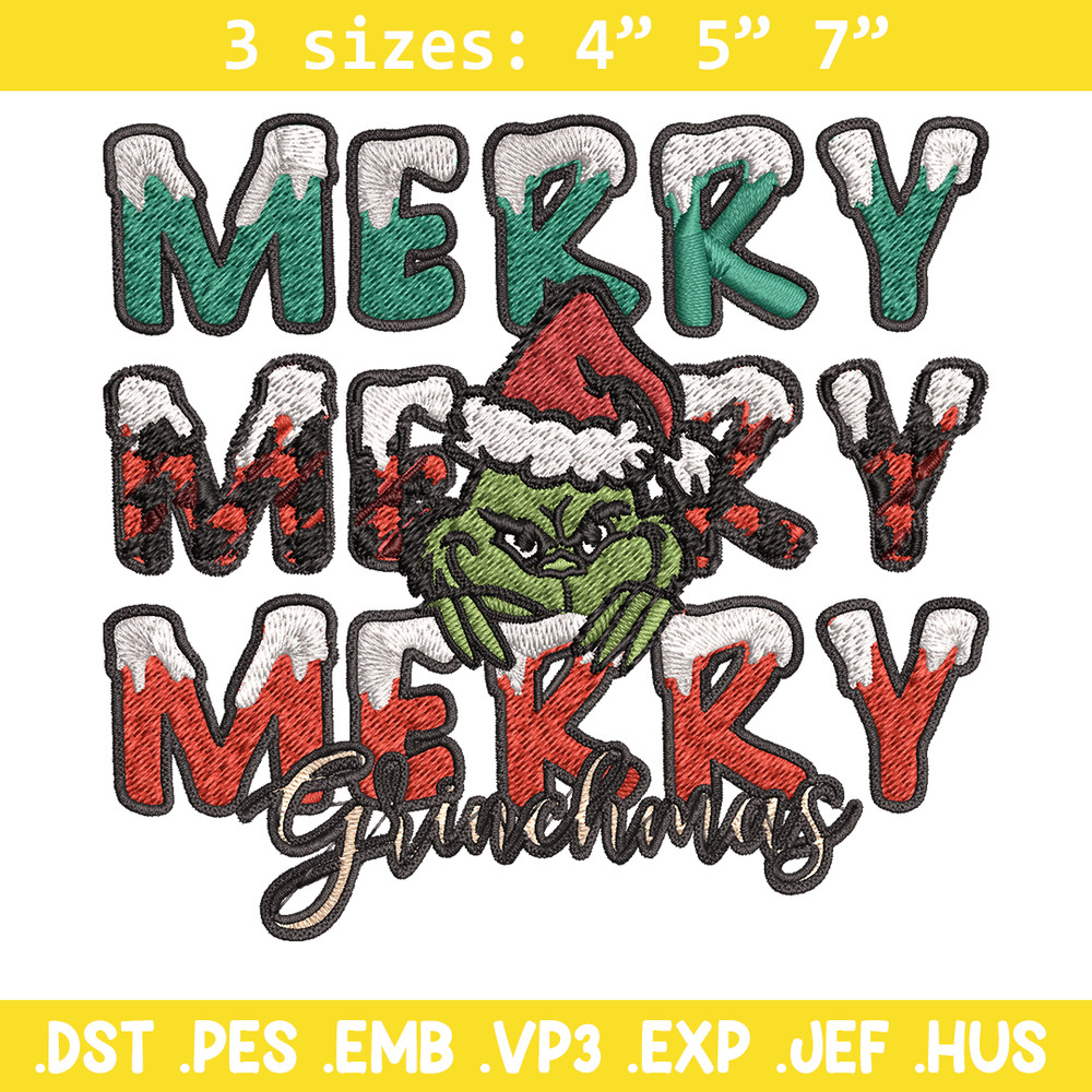 Merry Grinch logo Embroidery design, Grinch Christmas Embroidery, Grinch design, Embroidery File, Digital download..jpg