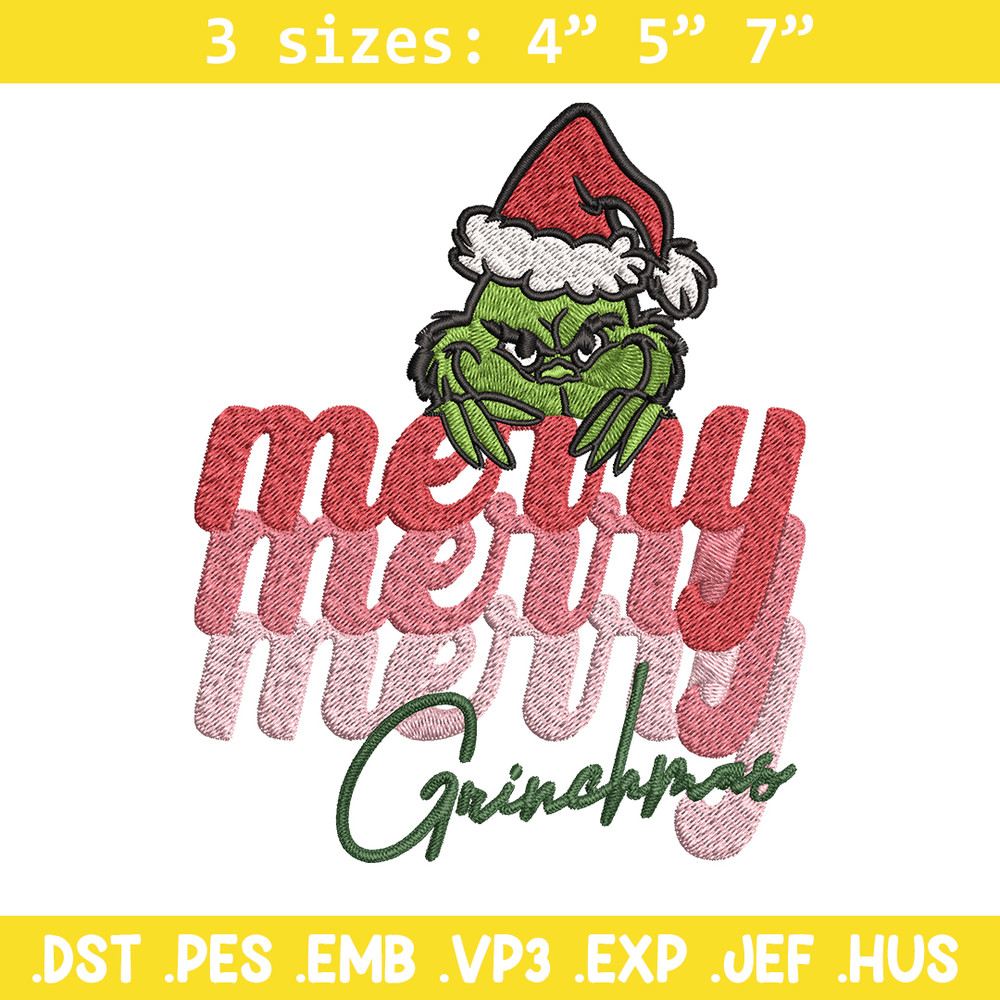 Merry Grinch logo Embroidery design, Grinch Christmas Embroidery, logo design, Embroidery File, Digital download..jpg