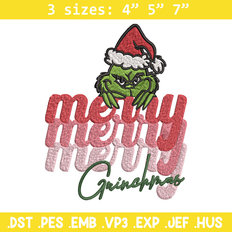 Merry Grinch logo Embroidery design, Grinch Christmas Embroidery, logo design, Embroidery File, Digital download..jpg