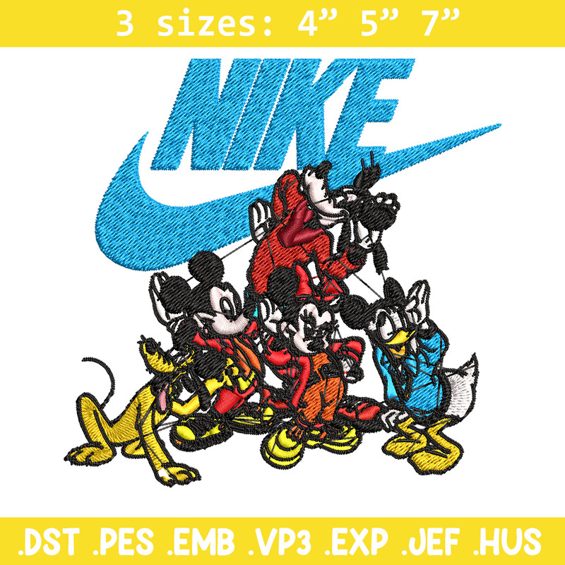 Mickey and friends Nike Embroidery design, Disney Embroidery, Nike design, Embroidery file, logo shirt, Instant download.jpg