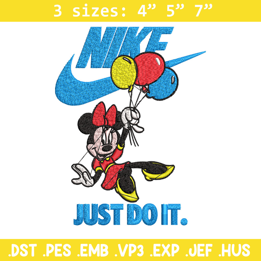 Minnie Mouse holding balloon Nike Embroidery design, Disney Embroidery, Nike design, Embroidery file, Instant download..jpg
