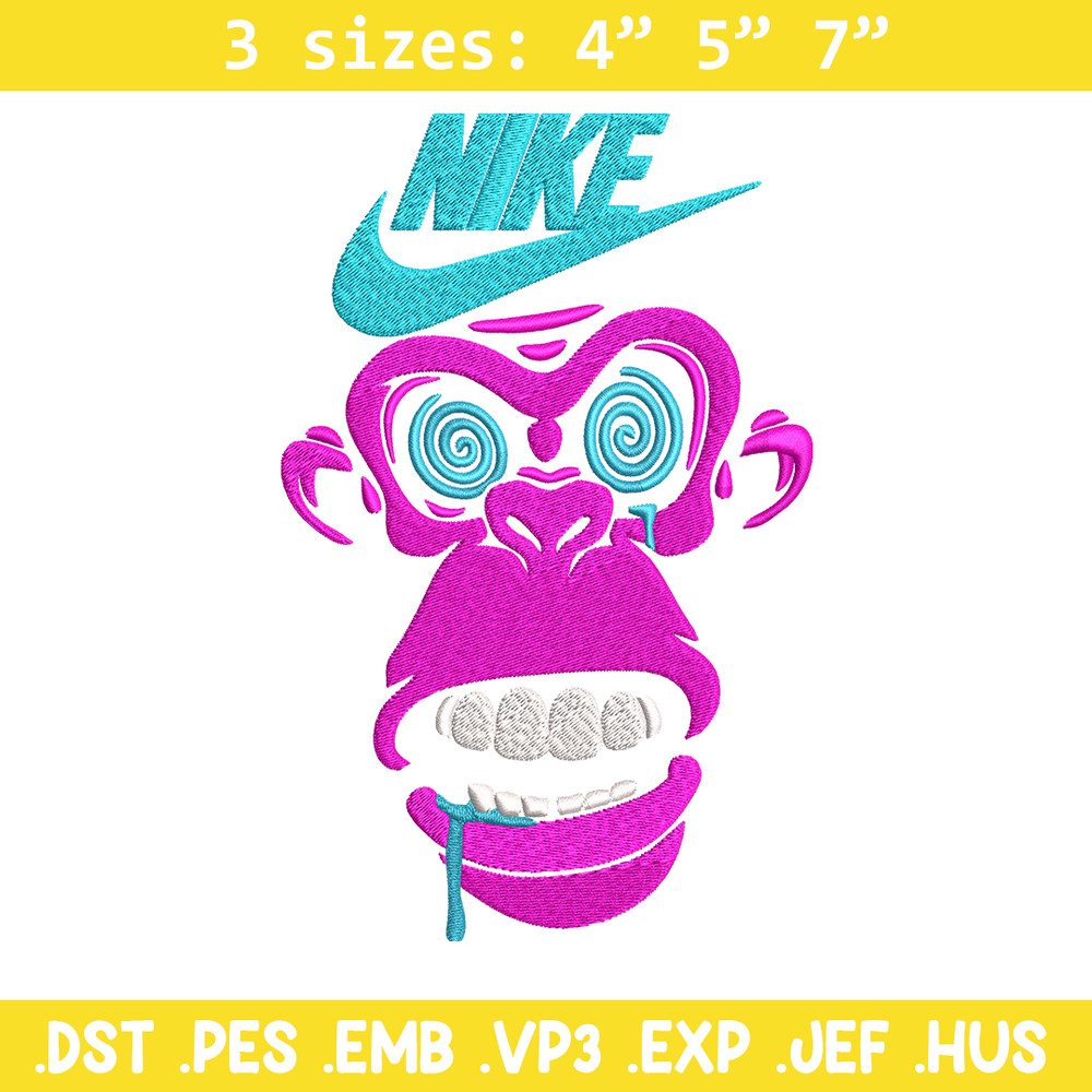 Monkey Nike Embroidery design, Monkey Embroidery, Nike design, Embroidery file, logo shirt, Instant download..jpg