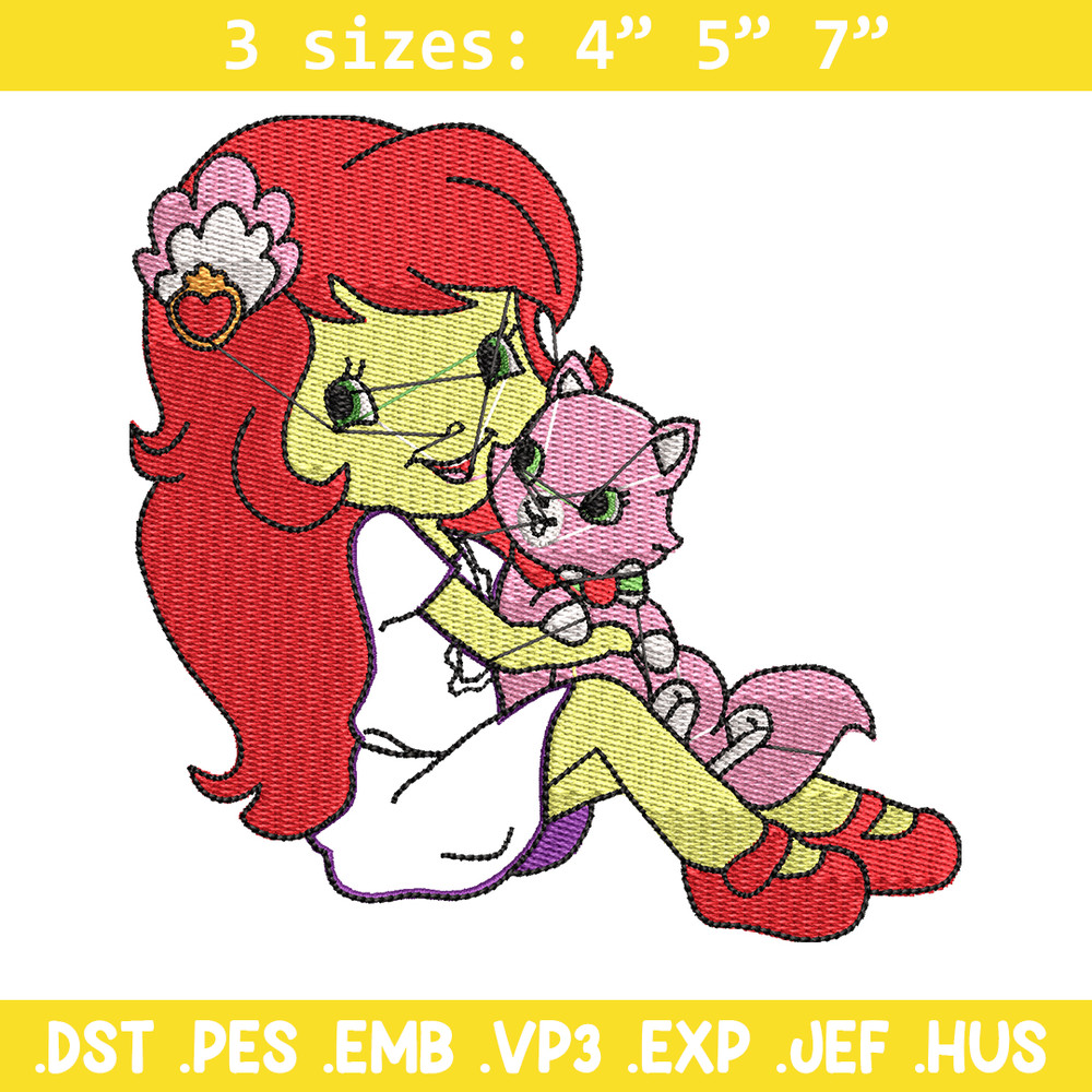 Morangunho gato aplique embroidery design, cartoon embroidery, Embroidery file, Nike design, Instant download.jpg