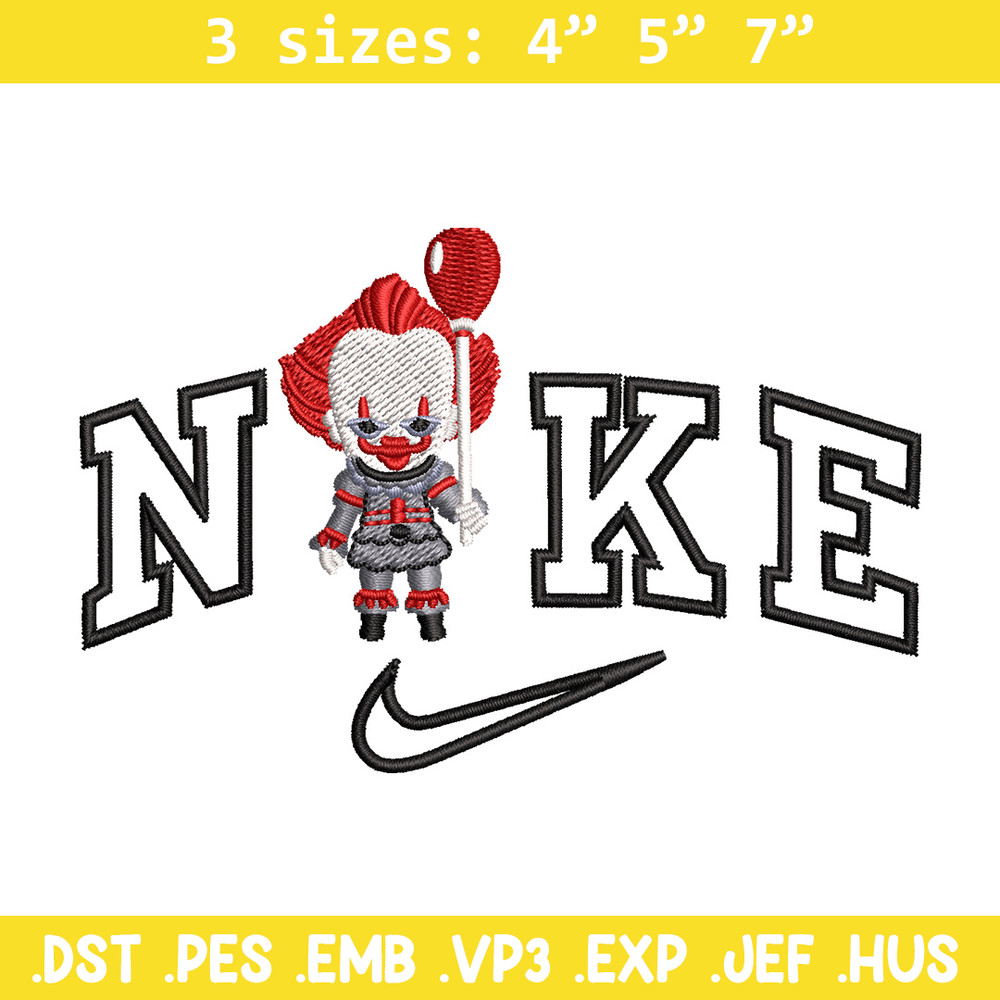 Nike pennywise embroidery design, Horror embroidery, Nike design, Embroidery shirt, Embroidery file, Digital download.jpg