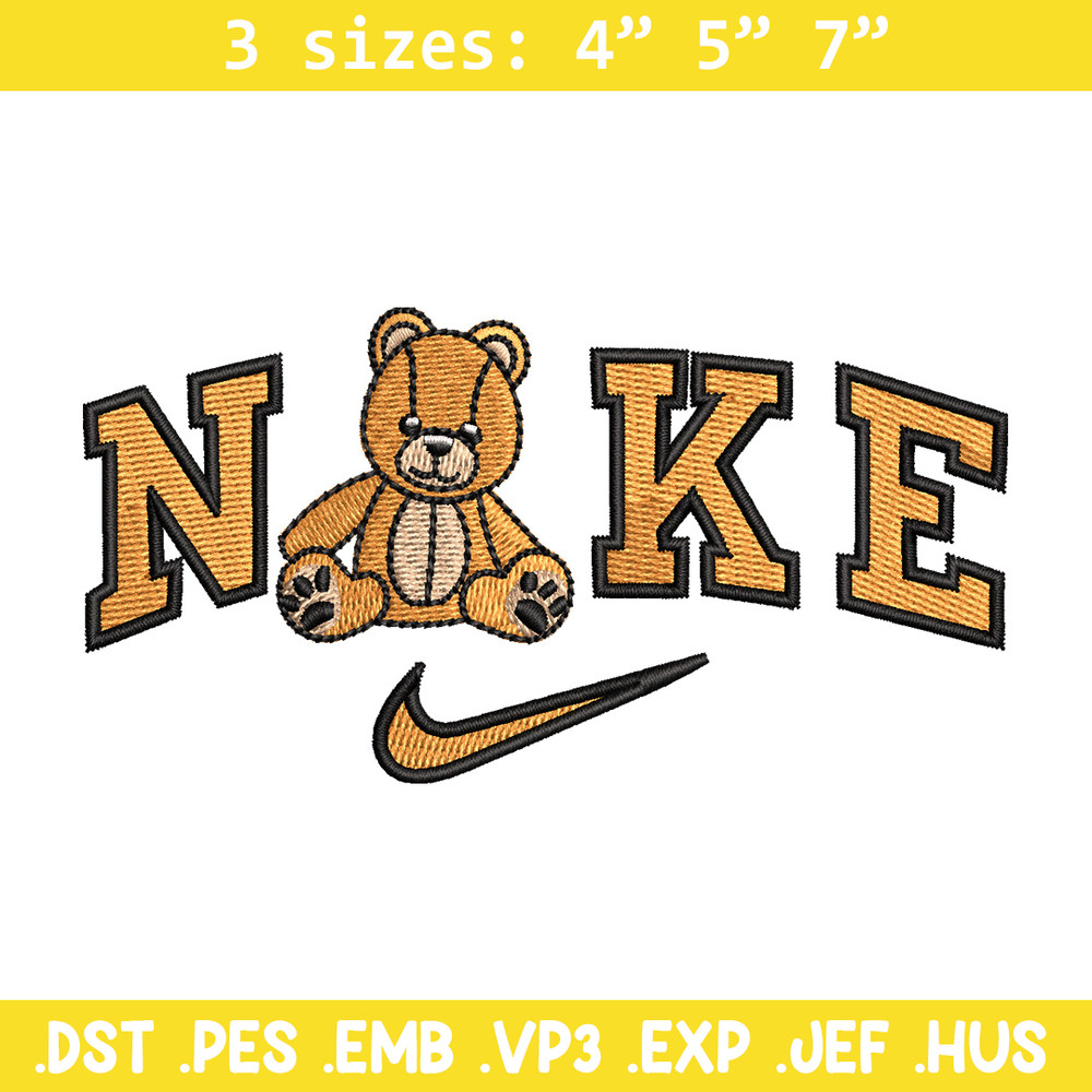 Nike teddy bear embroidery design, Bear embroidery, Nike design,Embroidery file,Embroidery shirt,Digital download.jpg