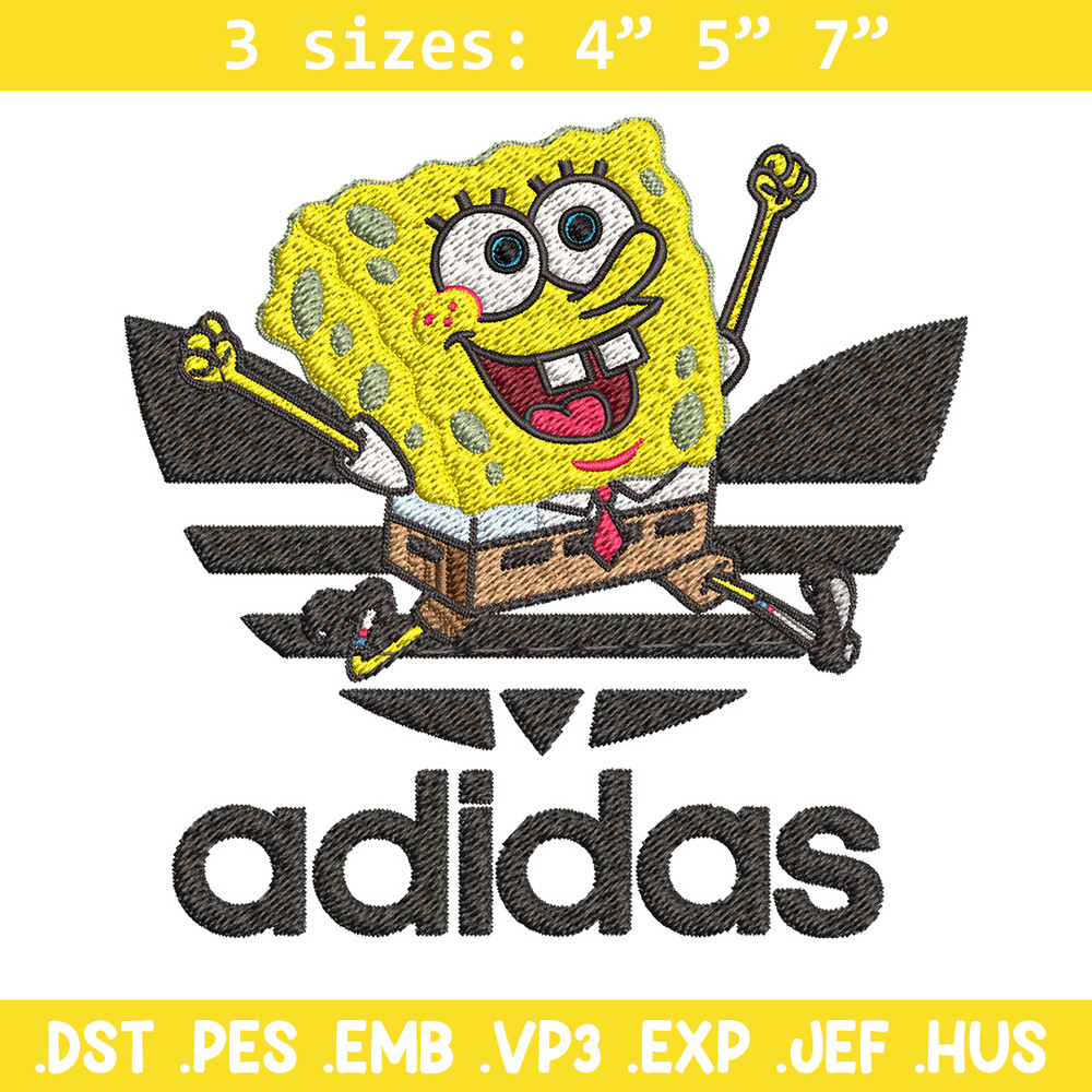 Spongebob adidas Embroidery Design, Adidas Embroidery, Embroidery File, Brand Embroidery, Logo shirt, Digital download.jpg