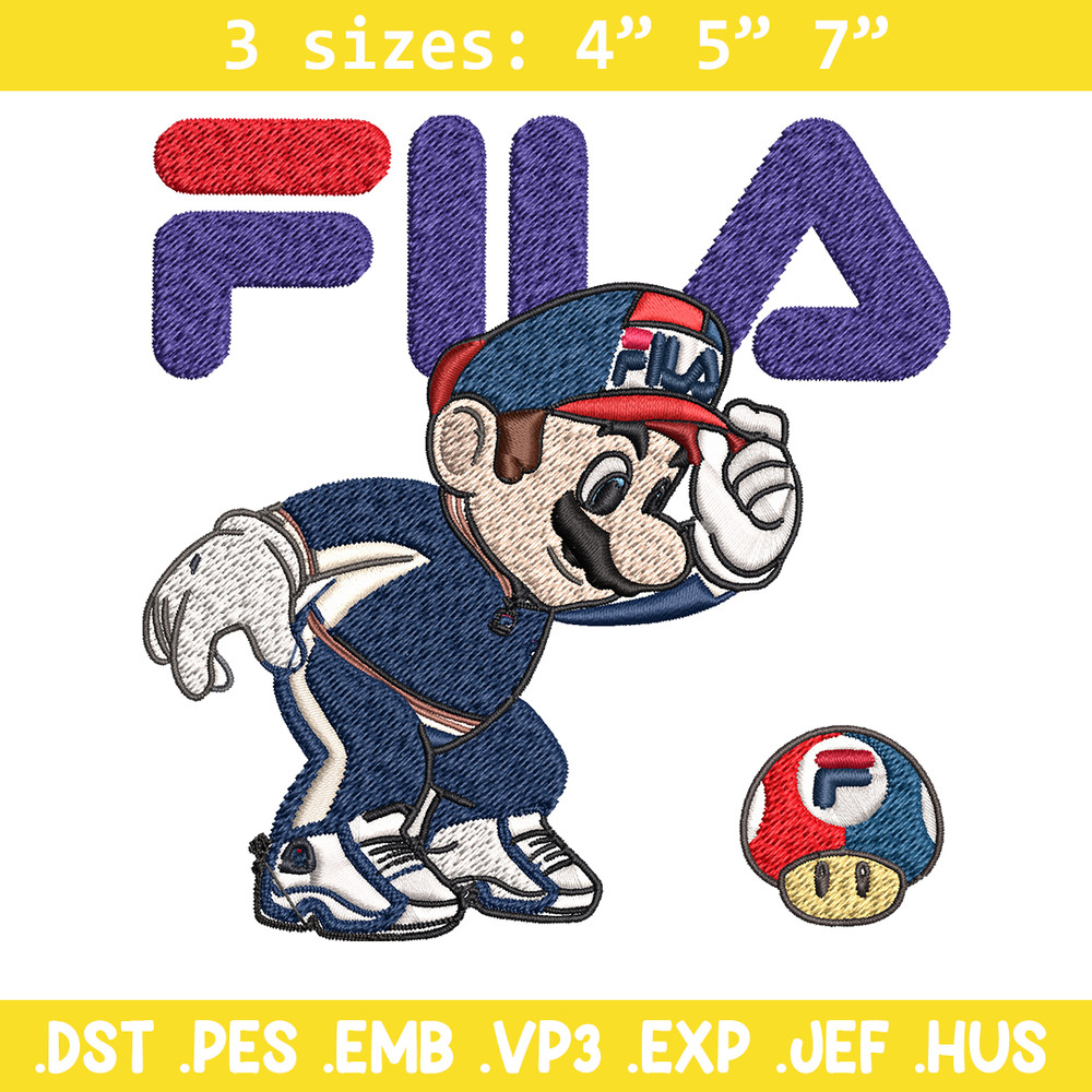 Super Mario Fila Embroidery design, Super Mario Embroidery, cartoon design, Embroidery File, Fila logo, Instant download.jpg