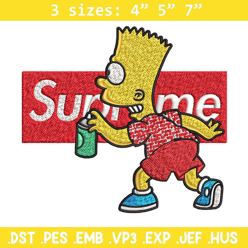 Supreme Simpson Embroidery design, Simpson cartoon Embroidery, cartoon design, Embroidery File, Digital download..jpg