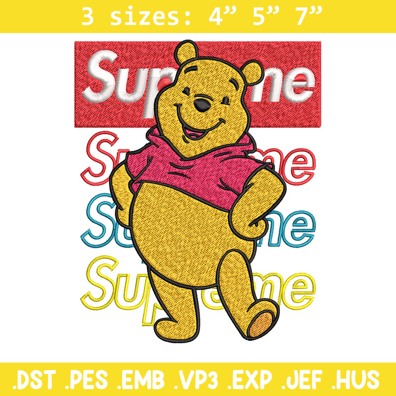 Supreme Winnie The Pooh Embroidery design, Winnie The Pooh Embroidery, cartoon design, Embroidery File, Instant download.jpg